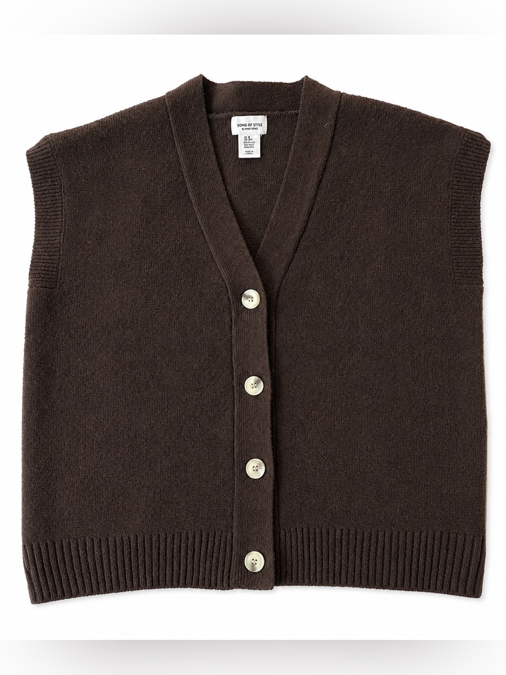 Women's Song of Style Chocolate Brown Button-Front Knit Vest Small